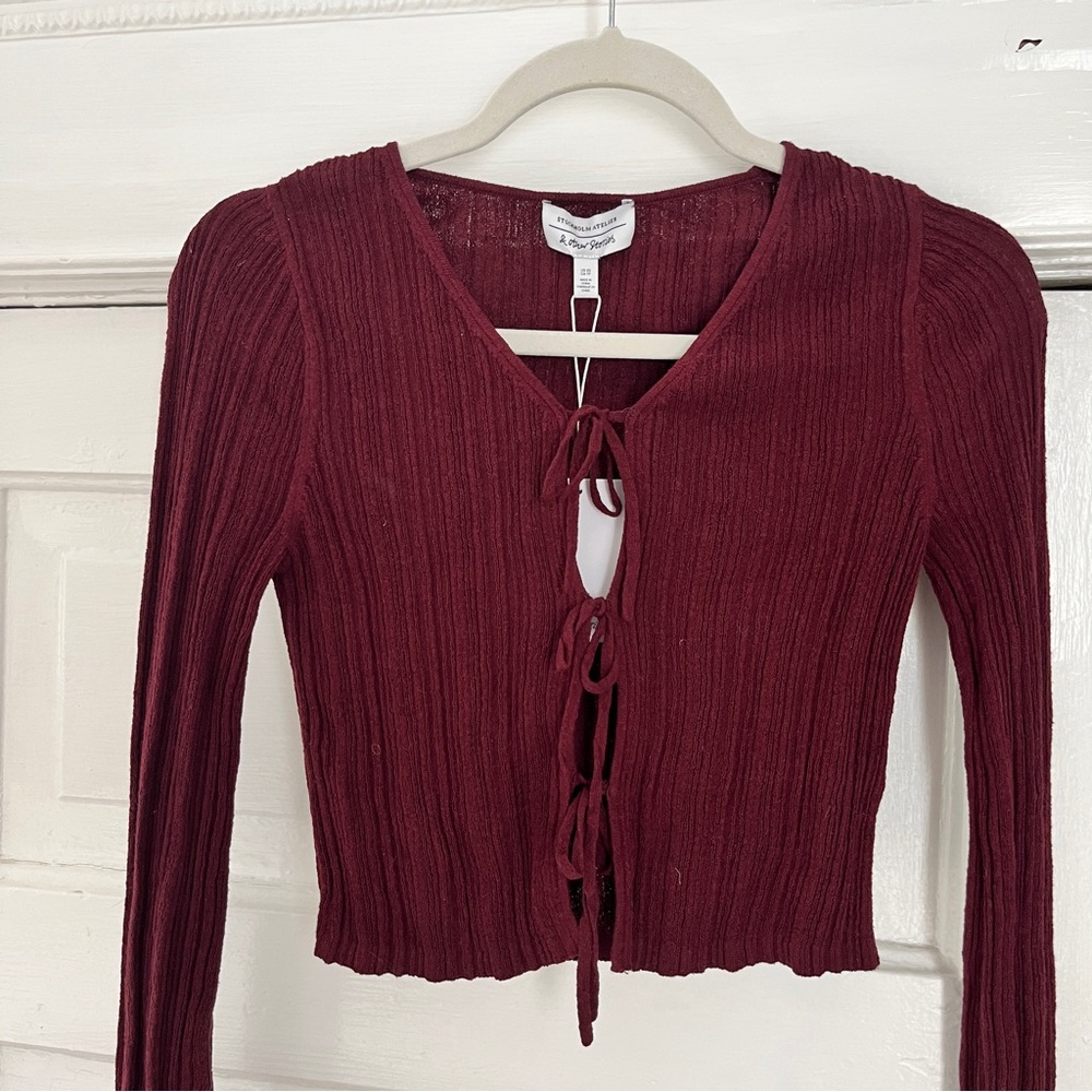 & Other Stories burgundy Ribbed Crop Top